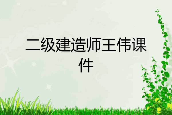 二级建造师王伟课件