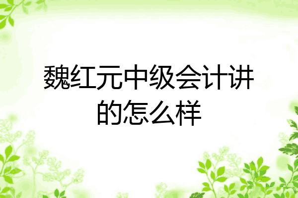 魏红元中级会计讲的怎么样