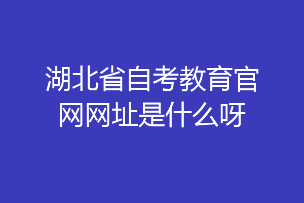 湖北省自考教育官网网址是什么呀