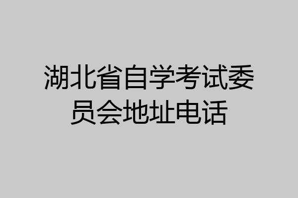 湖北省自学考试委员会地址电话