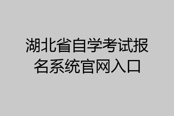 湖北省自学考试报名系统官网入口