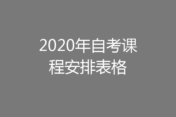 2020年自考课程安排表格