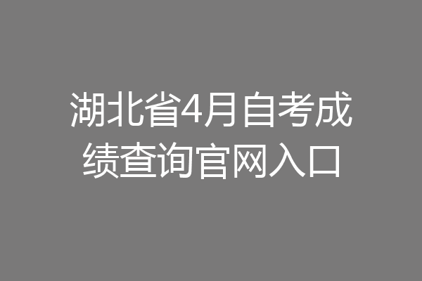湖北省4月自考成绩查询官网入口