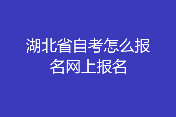 湖北省自考怎么报名网上报名