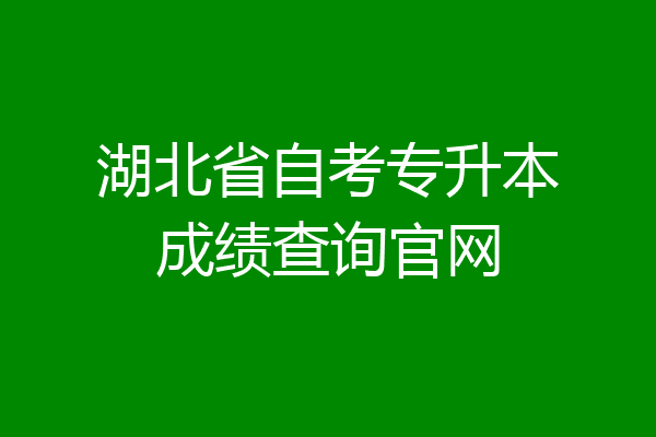 湖北省自考专升本成绩查询官网