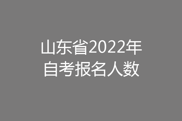 山东省2022年自考报名人数