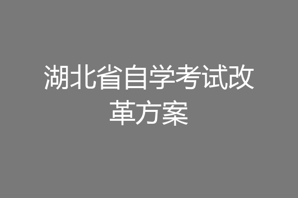 湖北省自学考试改革方案