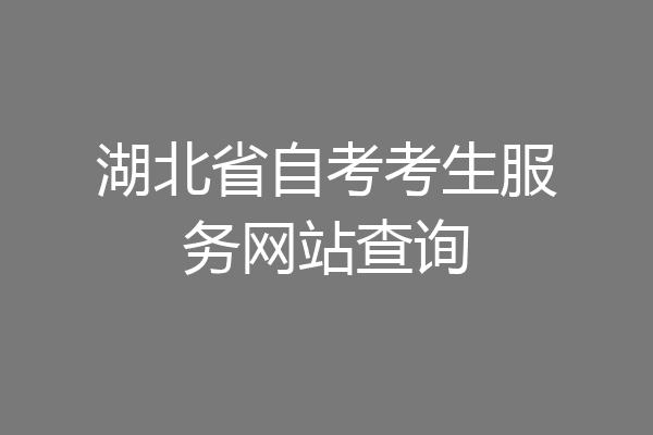 湖北省自考考生服务网站查询