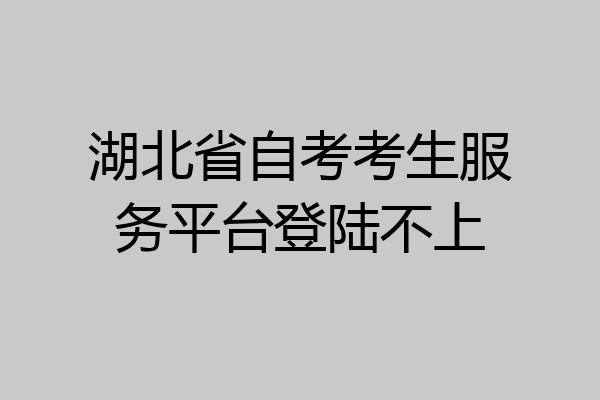 湖北省自考考生服务平台登陆不上