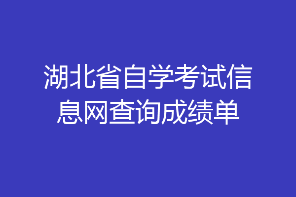 湖北省自学考试信息网查询成绩单