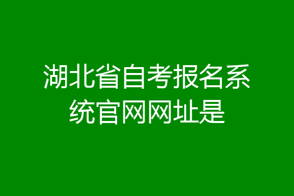 湖北省自考报名系统官网网址是
