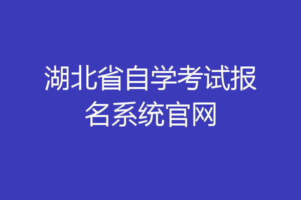 湖北省自学考试报名系统官网
