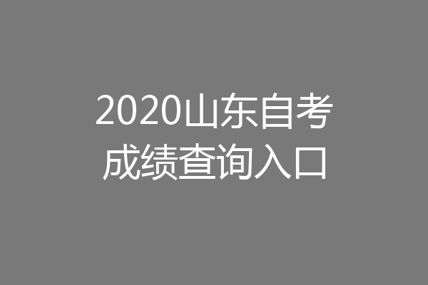 2020山东自考成绩查询入口