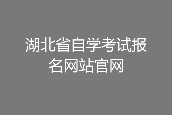 湖北省自学考试报名网站官网