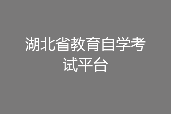 湖北省教育自学考试平台