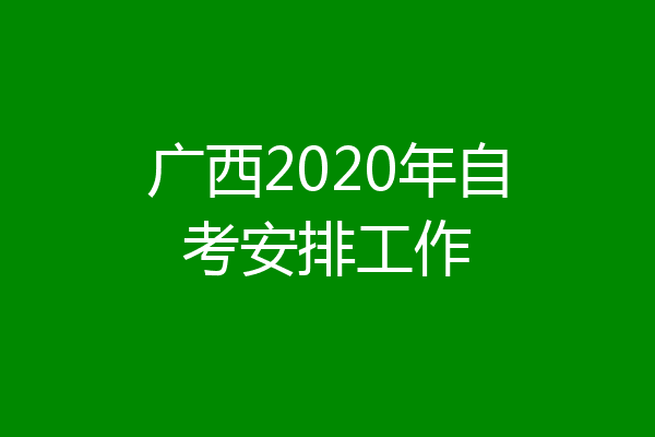 广西2020年自考安排工作