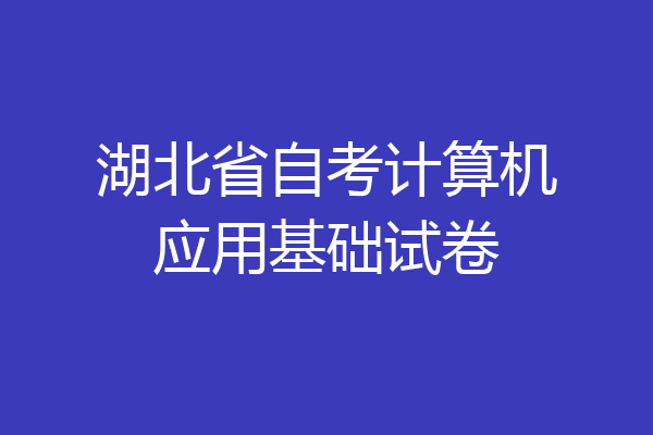 湖北省自考计算机应用基础试卷