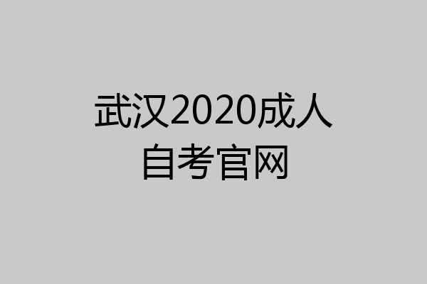 武汉2020成人自考官网