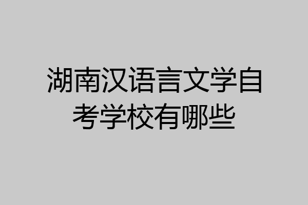 湖南汉语言文学自考学校有哪些