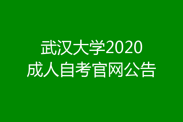 武汉大学2020成人自考官网公告