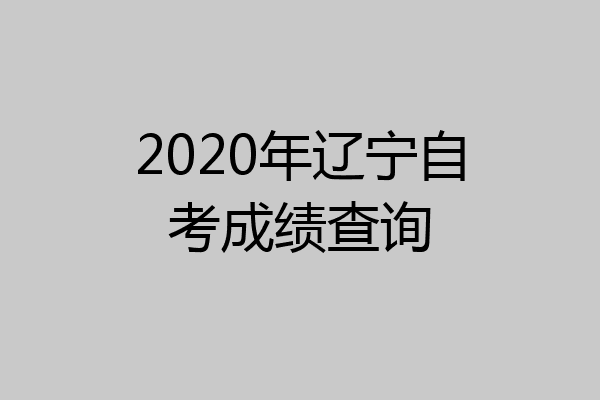 2020年辽宁自考成绩查询