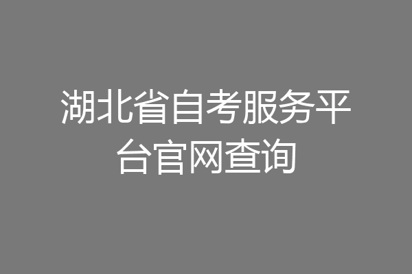 湖北省自考服务平台官网查询