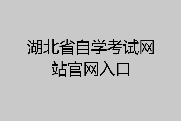湖北省自学考试网站官网入口