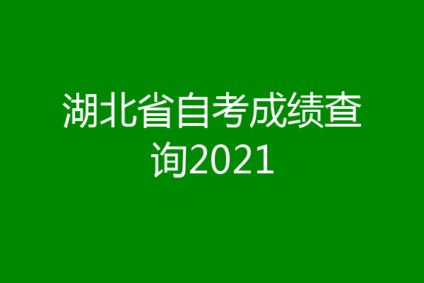 湖北省自考成绩查询2021