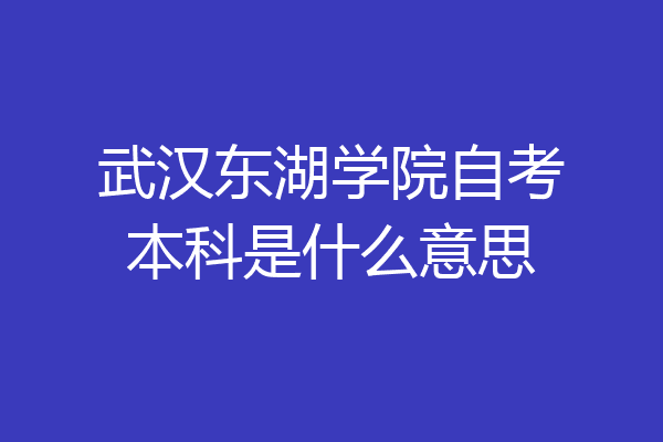 武汉东湖学院自考本科是什么意思