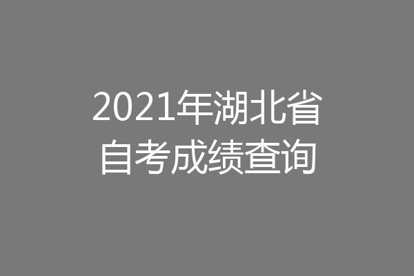 2021年湖北省自考成绩查询