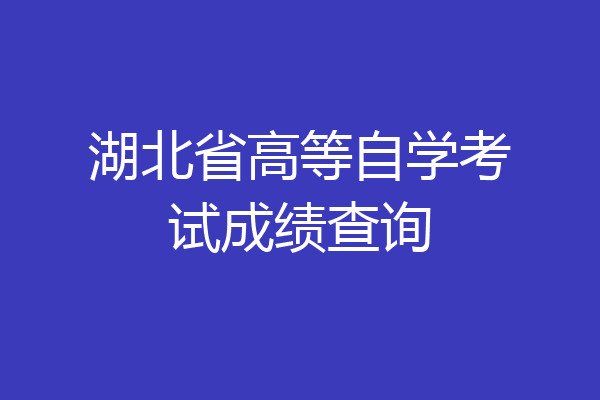 湖北省高等自学考试成绩查询