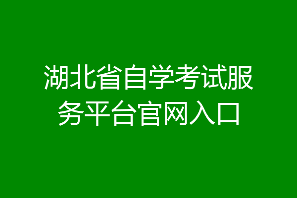湖北省自学考试服务平台官网入口