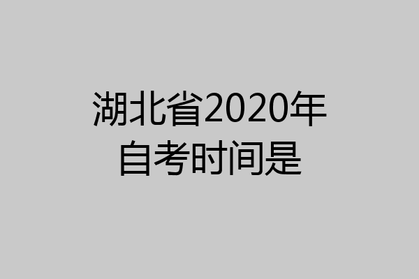 湖北省2020年自考时间是