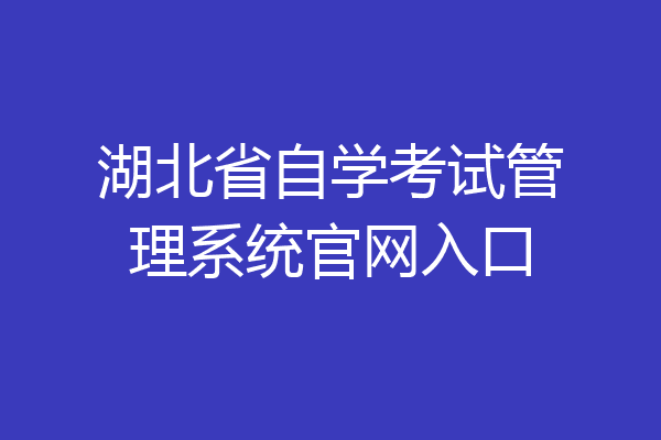 湖北省自学考试管理系统官网入口