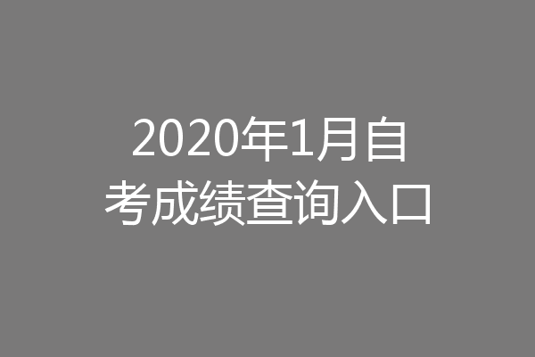 2020年1月自考成绩查询入口
