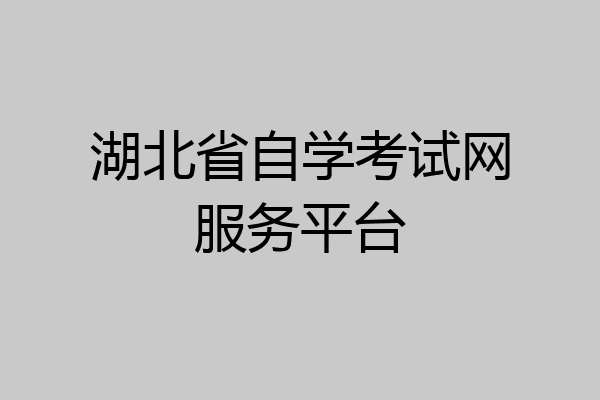 湖北省自学考试网服务平台