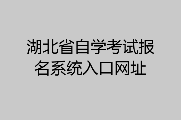 湖北省自学考试报名系统入口网址