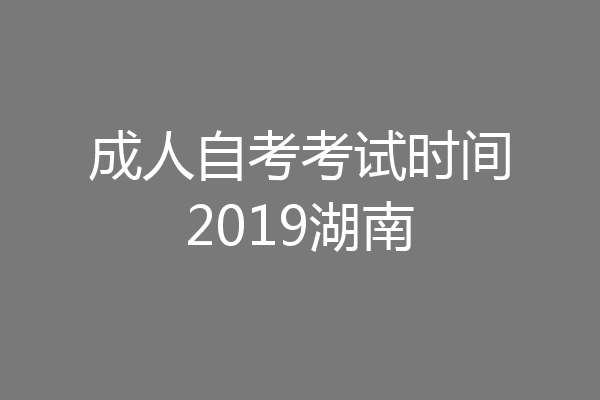 成人自考考试时间2019湖南
