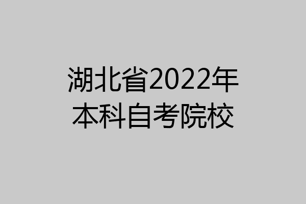 湖北省2022年本科自考院校
