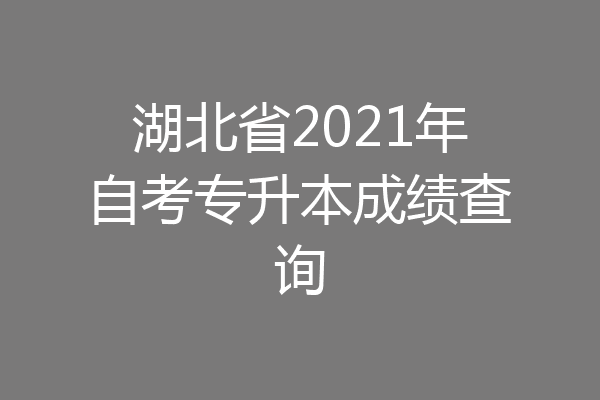 湖北省2021年自考专升本成绩查询