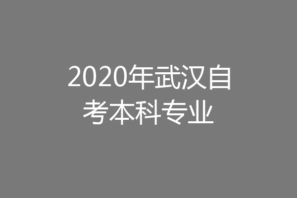 2020年武汉自考本科专业