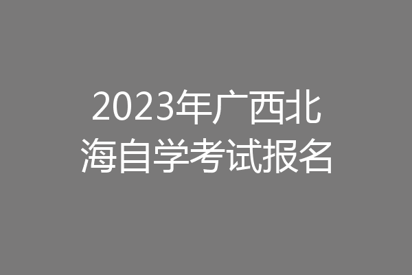 2023年广西北海自学考试报名