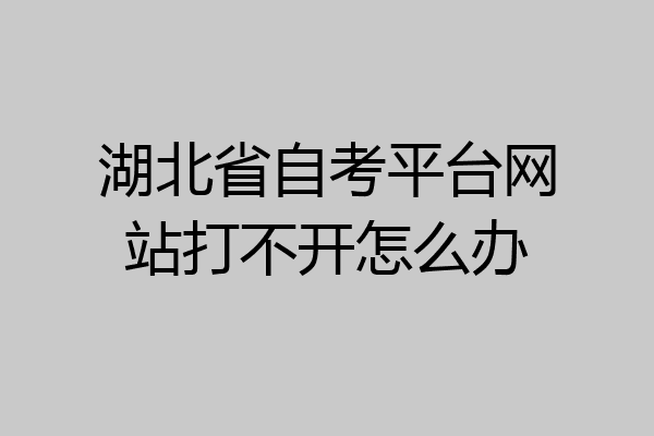 湖北省自考平台网站打不开怎么办