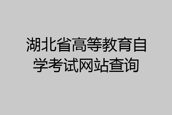 湖北省高等教育自学考试网站查询