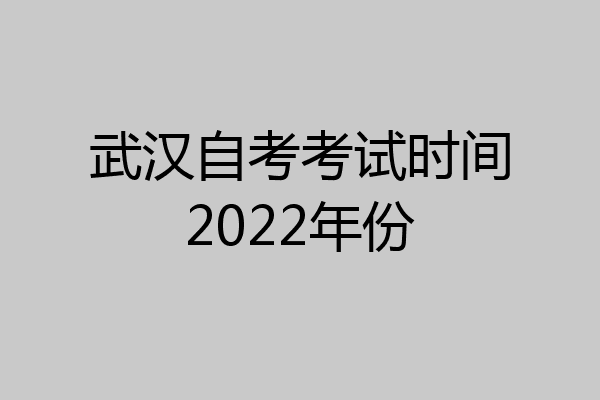 武汉自考考试时间2022年份