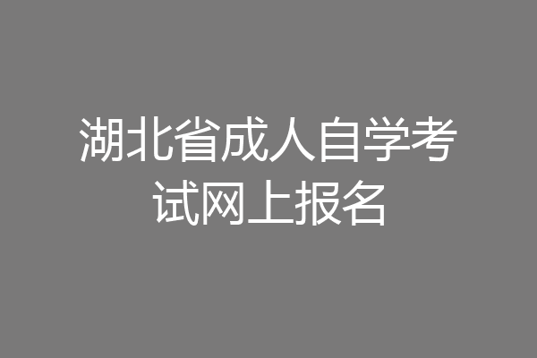 湖北省成人自学考试网上报名