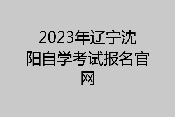 2023年辽宁沈阳自学考试报名官网