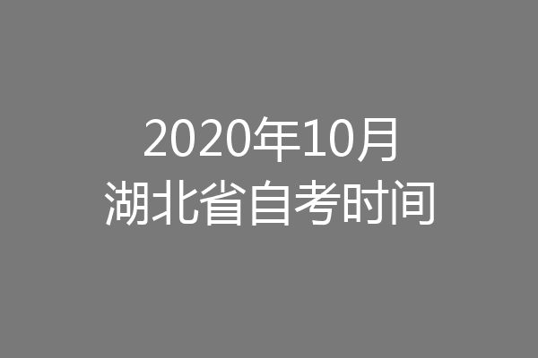 2020年10月湖北省自考时间