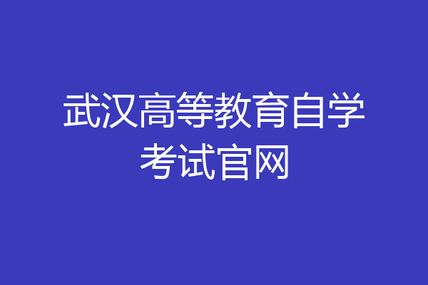 武汉高等教育自学考试官网