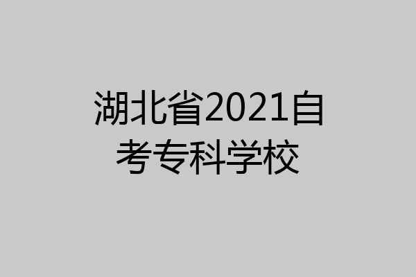 湖北省2021自考专科学校